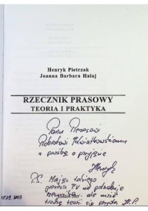 Rzecznik prasowy - Henryk Pietrzak - książka  wyd. 2003