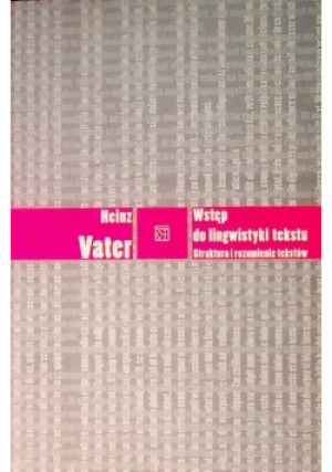 Wstęp do lingwistyki tekstu - Heinz Vater - książka  wyd. 1990