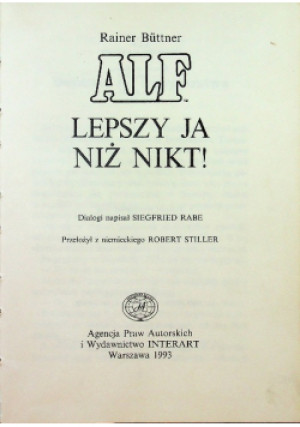 Alf lepszy ja niż nikt - Rainer Buttner - książka  wyd. 1993
