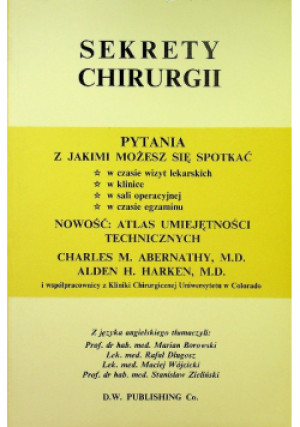Sekrety chirurgii - Charles Abernathy - książka  wyd. 1993
