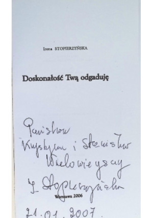 Doskonałość twą odgaduje - Irena Stopierzyńska - książka  wyd. 2006