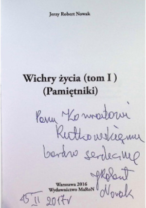 Wichry życia Tom 1 - Jerzy Robert Nowak - książka  wyd. 2016