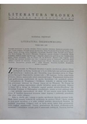 Literatura włoska 1933 r. - Maurycy Mann - książka  wyd. 1933