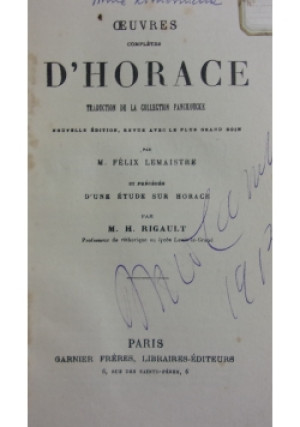Dhorace, ok 1913r. - M.H. Rigault - książka  wyd. 1913