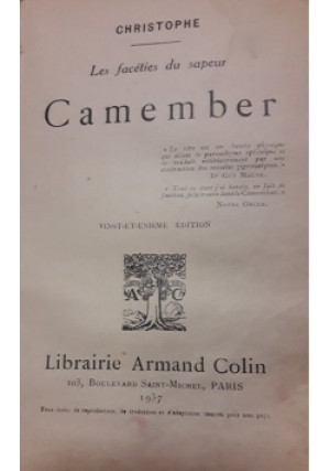 Les faceties du sauper Camember, 1937r. - Christophe - książka  wyd. 1937