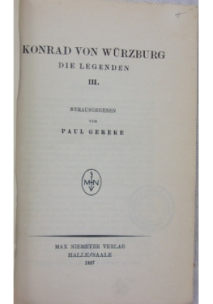 Konrad von Wurzburg legenden III - Praca Zbiorowa - książka