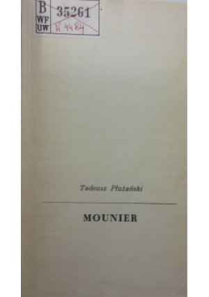 Mounier - Tadeusz Płużański - książka  wyd. 1967