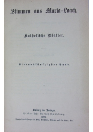 Stimmen aus Maria - Laach, 54 band, 1898 r. - Praca Zbiorowa - książka  wyd. 1896