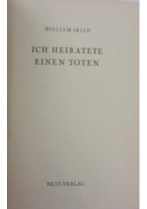 Ich Heiratete einen toten ,1950r. - William Irish - książka  wyd. 1950