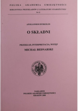 Apollonios Dyskolos O składni - Michał Bednarski - książka historyczna wyd. 2000