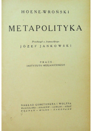 Metapolityka - Hoene-Wroński - książka