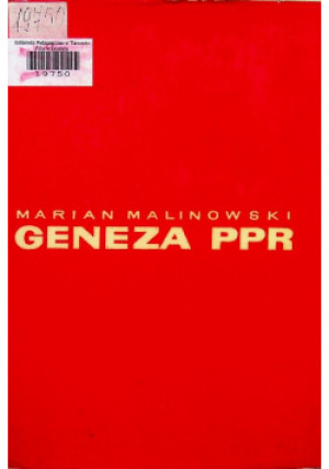 Geneza PPR - Marian Malinowski - książka  wyd. 1975