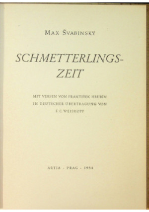 Schmetterlingszeit - Max Svabinsky - książka  wyd. 1954