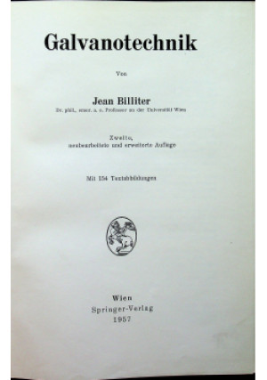 Galvanotchnik - Jean Billiter - książka  wyd. 1957
