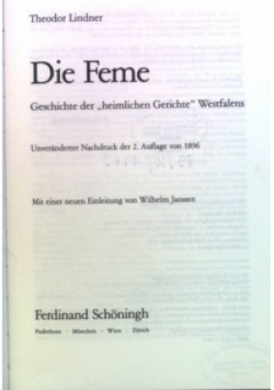 Die feme - Theodor Lindner - książka  wyd. 1989