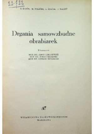 Drgania samowzbudne obrabiarek - O. Danek - książka historyczna wyd. 1963