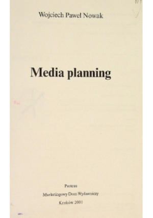 Media planning - Wojciech Paweł Nowak - książka  wyd. 2001