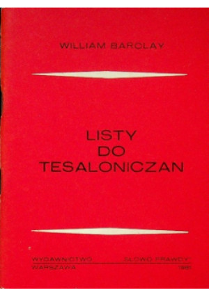 Listy do Tesaloniczan - William Barclay - książka  wyd. 1981