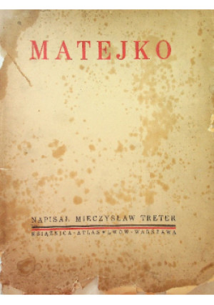 Matejko 1939 r. - Mieczysław Treter - książka  wyd. 1939