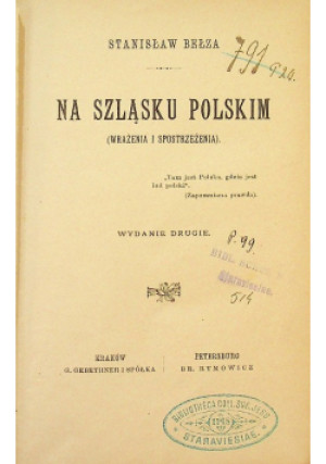 Na szląsku polskim 1890r. - Stanisław Bełza - książka  wyd. 1890