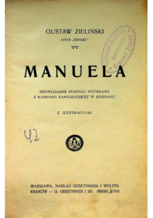 Manuela, 1910 r. - Gustaw Zieliński - książka  wyd. 1910