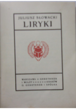 Liryki wybór 1913 r. - Juliusz Słowacki - książka  wyd. 1913