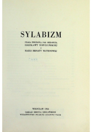 Sylabizm - Maria  Renata  Mayenowa - książka  wyd. 1956