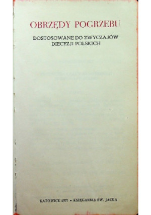 Obrzędy pogrzebu - książka  wyd. 1991