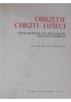 Obrzędy chrztu dzieci - książka  wyd. 1987