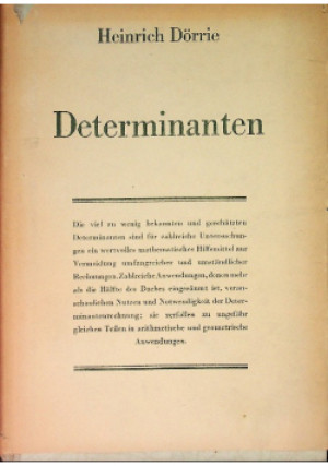 Determinanten - Heinrich Dorrie - książka  wyd. 1940
