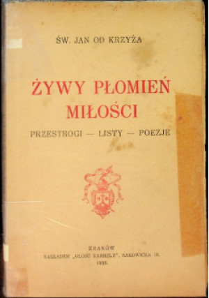 Żywy płomień miłości, 1939 r. - Jan od Krzyża - książka  wyd. 1939