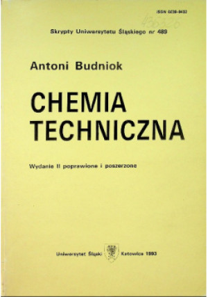 Chemia techniczna Nr 489 / 93 - Antoni Budniok - książka  wyd. 1993