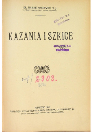 Kazania i szkice 1921 r. - M. Morawski - książka  wyd. 1921