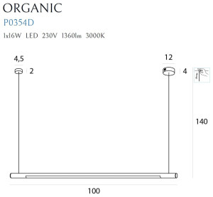 Maxlight Organic Horizon P0354D Lampa Wisząca Ściemnialna