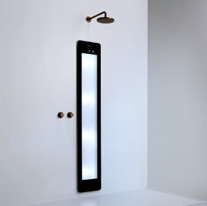 Sunshower Plus/L - panel grzewczy na podczerwień i UV pod prysznic | montaż podtynkowy, natynkowy | Czarny