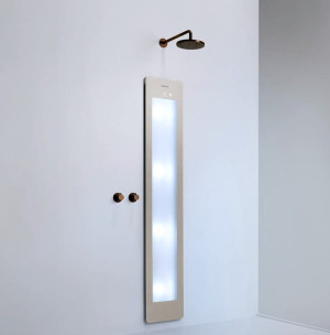 Sunshower Plus/L - panel grzewczy na podczerwień i UV pod prysznic | montaż podtynkowy, natynkowy | Sand White