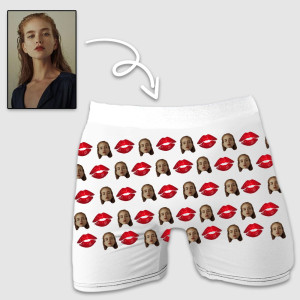 Personalizowane bokserki ze zdjęciem twarzy - Całus Biały - XL