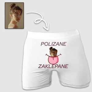 Fotoprezent Bokserki z twoją twarzą - Polizane zaklepane Białe - XL