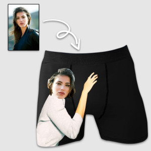 Personalizowany prezent bokserki z Twoją twarzą - Przytulas Czarne - XL