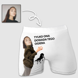 Śmieszny prezent - Bokserki z twarzą - Tylko ona Białe - XL
