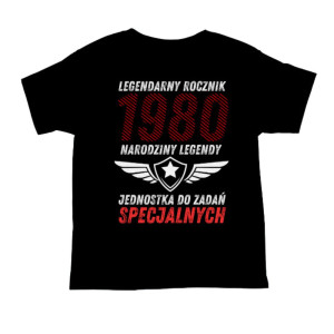 Koszulka rocznik 1980 na 45 urodziny - Narodziny legendy - Czarny - XL