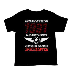 Koszulka rocznik 1991 na urodziny - Narodziny legendy - Czarny - XL