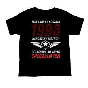 Koszulka rocznik 1996 na urodziny - Narodziny legendy - Czarny - XL