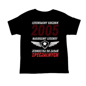 Koszulka rocznik 2005 na 20 urodziny - Narodziny legendy - Czarny - XL