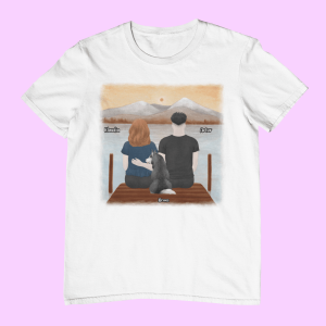 Widok - Koszulka dla par z Psami - Personalizowana - Czarny - XL