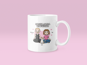 Mała rodzinka – Kubek dla par z Kotami – Personalizowana - Biały - 330ml