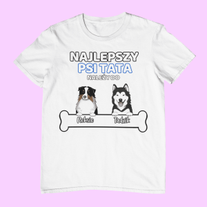 Koszulka Najlepszy Psi Tata - Personalizowana - Czarny - L