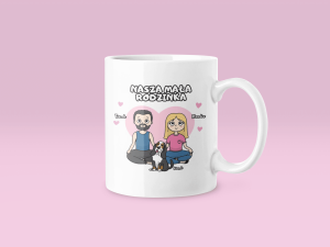 Mała rodzinka - Kubek dla par z Psami - Personalizowana - Biały - 330ml