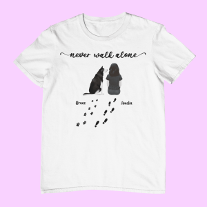 Never Walk Alone - Koszulka z twoim Psem – Personalizowana - Biały - L