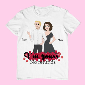 Koszulka dla par na walentynki - Im Yours no refunds - Personalizowana - Czarny - L
